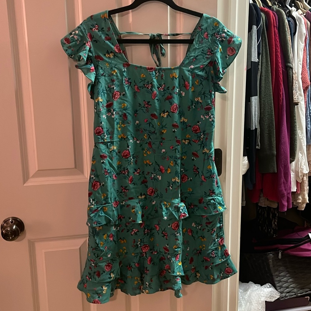 Band of Gypsies Lottie & Holly Green Floral Mini Dress